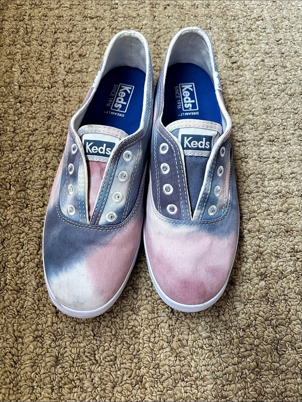 Keds Champion Slip-On Tie-Dye Sneakers in Blue & Pink, US size 6